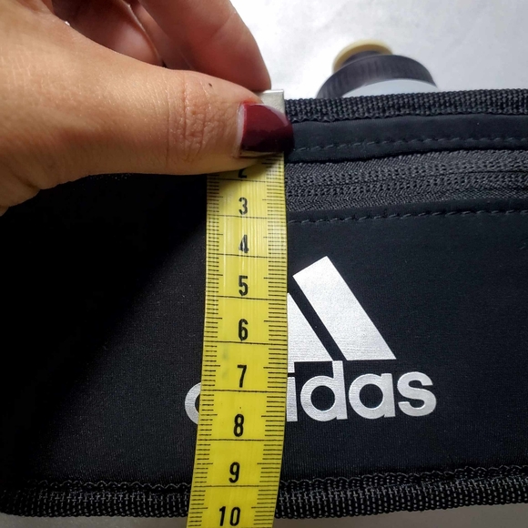 Adidas 3-Flask Hydration Running Belt with Front Zippered Pouch - Black - Picture 11 of 12